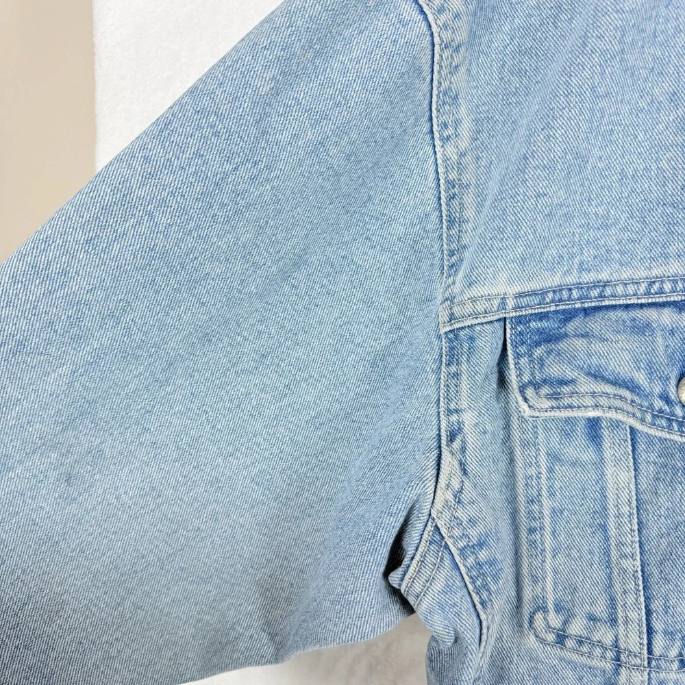 Vintage 80s Banana Republic‎ Adventure Outfitters Denim Jacket Leather Collar XL